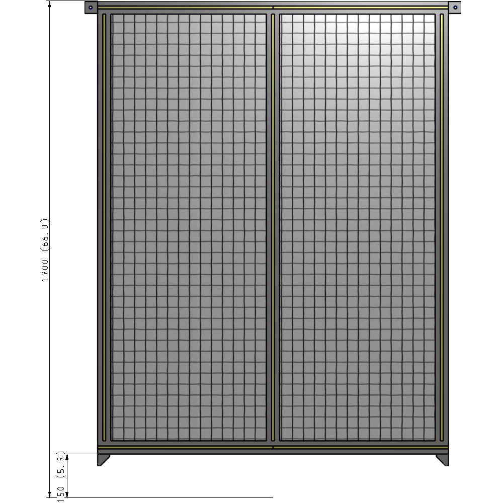 B4-1700-1200-0150-TYMZA DOUBLE PANEL-NO LEGS, TIE PLATE AND ANGLE CONNECTORS 1700MM X 1200MM  1" MESH, FULLY ASSEMBLED