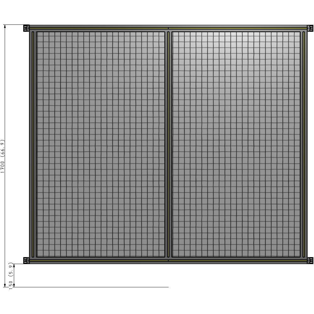 B4-1700-1800-0150-HYMZA DOUBLE PANEL-NO LEGS, HINGE CONNECTORS 1700MM X 1800MM  1" MESH, AS A KIT