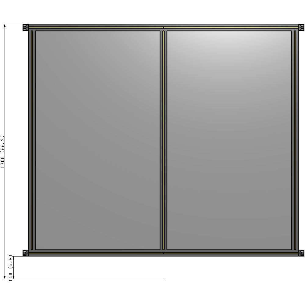 B4-1700-1800-0150-HYPZA DOUBLE PANEL-NO LEGS, HINGE CONNECTORS 1700MM X 1800MM  1/4" POLYCARBONATE, AS A KIT