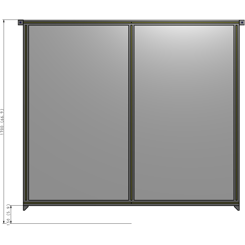 B4-1700-1800-0150-TYPZK DOUBLE PANEL-NO LEGS, TIE PLATE AND ANGLE CONNECTORS 1700MM X 1800MM  1/4" POLYCARBONATE, ASSEMBLED