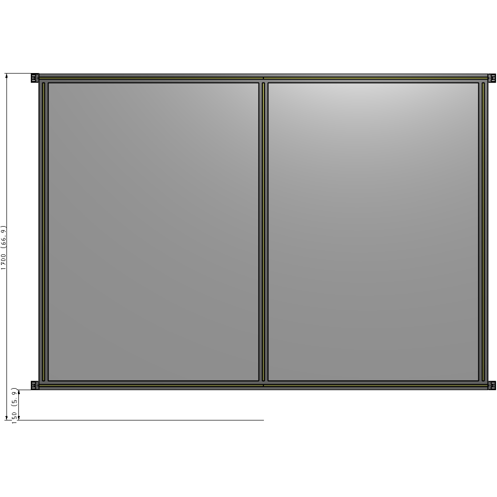 B4-1700-2200-0150-HYPZK DOUBLE PANEL-NO LEGS, HINGE CONNECTORS 1700MM X 2200MM  1/4" POLYCARBONATE, ASSEMBLED