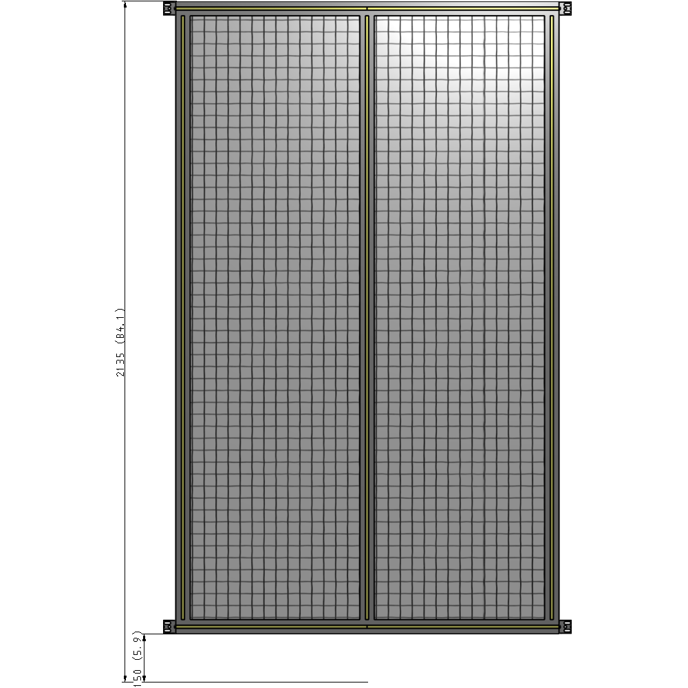 B4-2135-1200-0150-HYMZA DOUBLE PANEL-NO LEGS, HINGE CONNECTORS 2135MM X 1200MM  1" MESH, FULLY ASSEMBLED
