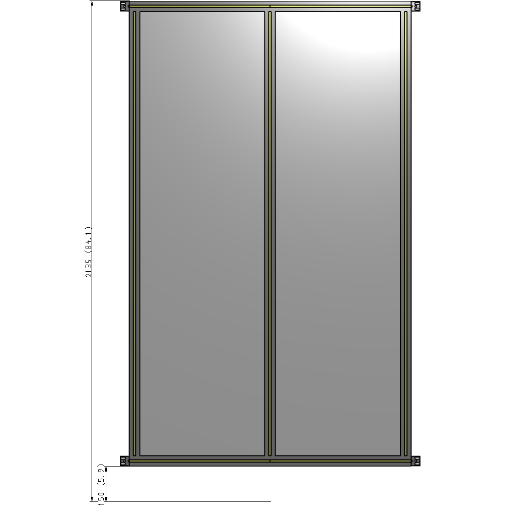 B4-2135-1200-0150-HYPZA DOUBLE PANEL-NO LEGS, HINGE CONNECTORS 2135MM X 1200MM  1/4" POLYCARBONATE, ASSEMBLED