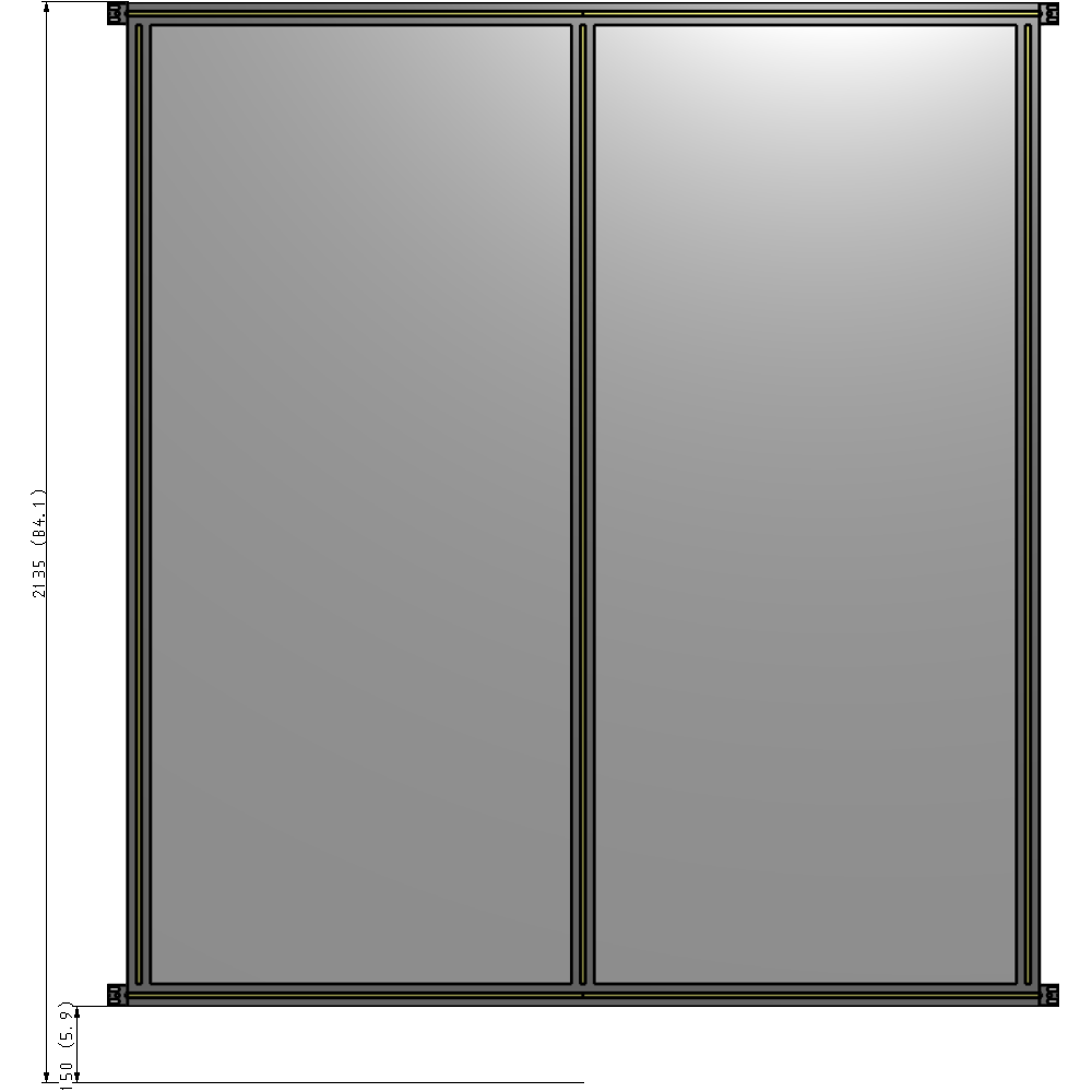 B4-2135-1800-0150-HYPZK DOUBLE PANEL-NO LEGS, HINGE CONNECTORS 2135MM X 1800MM  1/4" POLYCARBONATE, AS A KIT