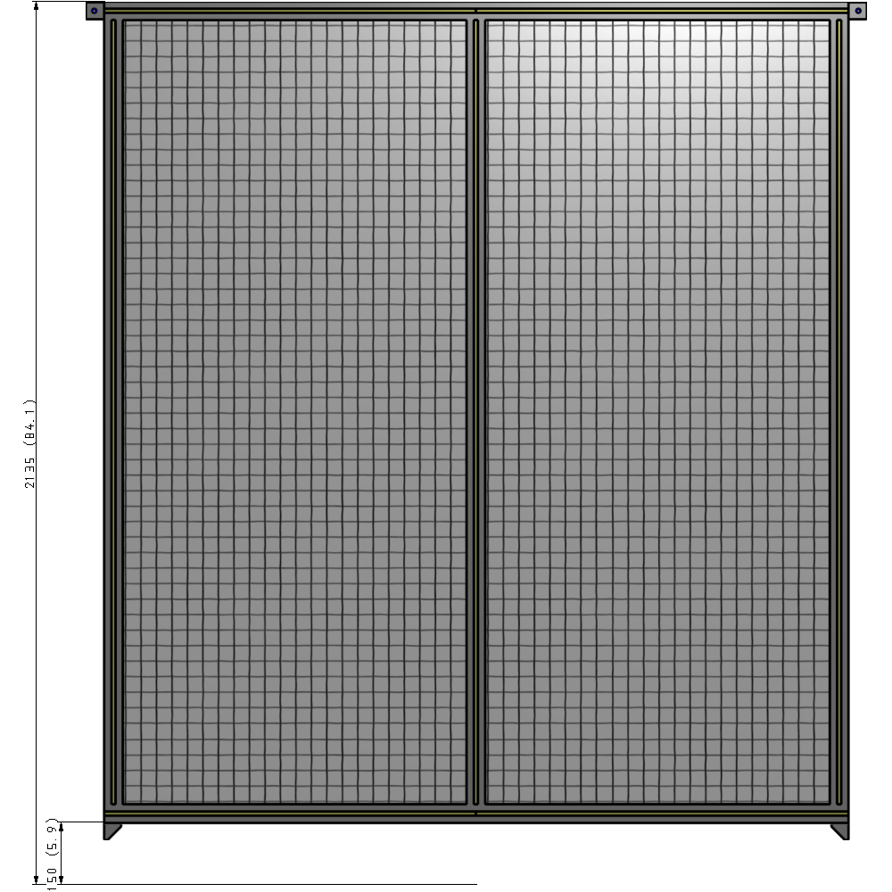 B4-2135-1800-0150-TYMZA DOUBLE PANEL-NO LEGS, TIE PLATE AND ANGLE CONNECTORS 2135MM X 1800MM  1" MESH, FULLY ASSEMBLED