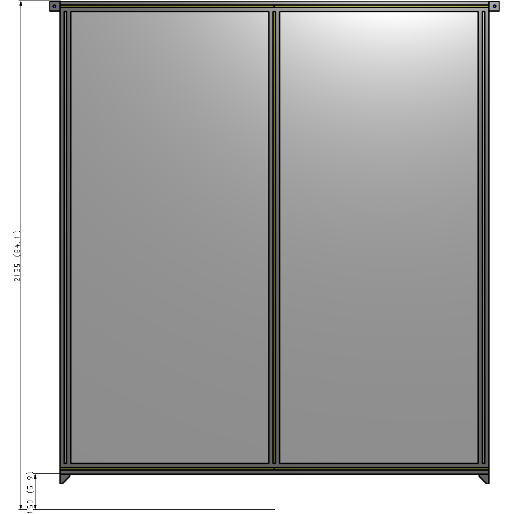 B4-2135-1800-0150-TYPZA DOUBLE PANEL-NO LEGS, TIE PLATE AND ANGLE CONNECTORS 2135MM X 1800MM  1/4" POLYCARBONATE, ASSEMBLED