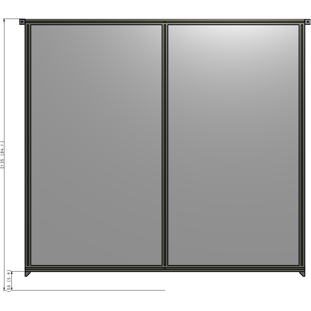 B4-2135-2200-0150-TYPZA DOUBLE PANEL-NO LEGS, TIE PLATE AND ANGLE CONNECTORS 2135MM X  2200MM  1/4" POLYCARBONATE, AS A KIT