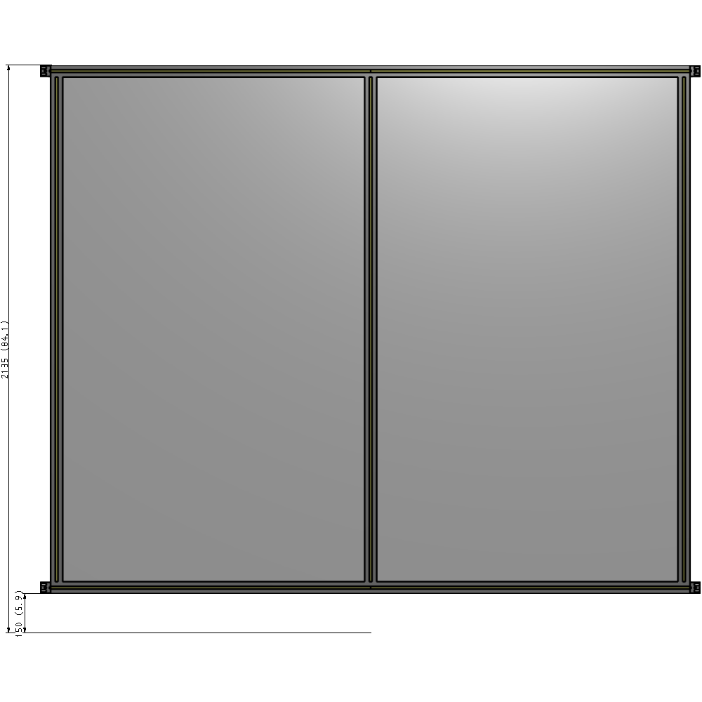 B4-2135-2400-0150-HYPZK DOUBLE PANEL-NO LEGS, HINGE CONNECTORS 2135MM X 2400MM  1/4" POLYCARBONATE, ASSEMBLED