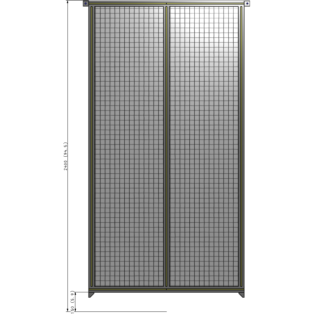 B4-2400-1200-0150-TYMZK DOUBLE PANEL-NO LEGS, TIE PLATE AND ANGLE CONNECTORS 2400MM X 1200MM  1" MESH, AS A KIT