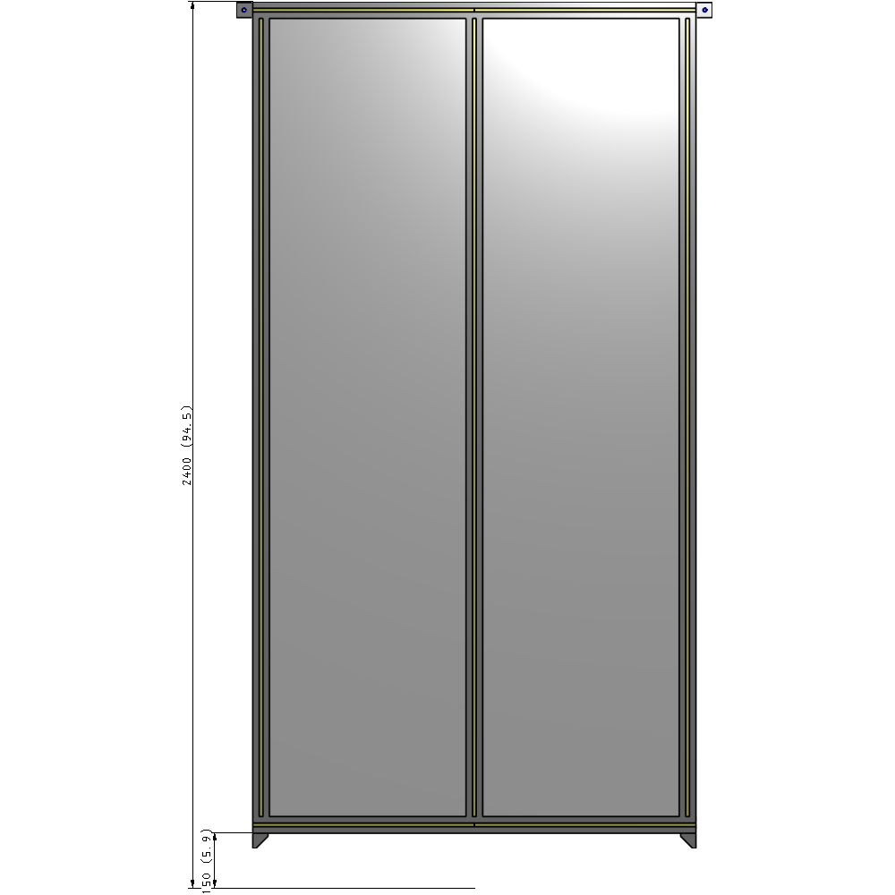 B4-2400-1200-0150-TYPZK DOUBLE PANEL-NO LEGS, TIE PLATE AND ANGLE CONNECTORS 2400MM X 1200MM  1/4" POLYCARBONATE, AS A KIT