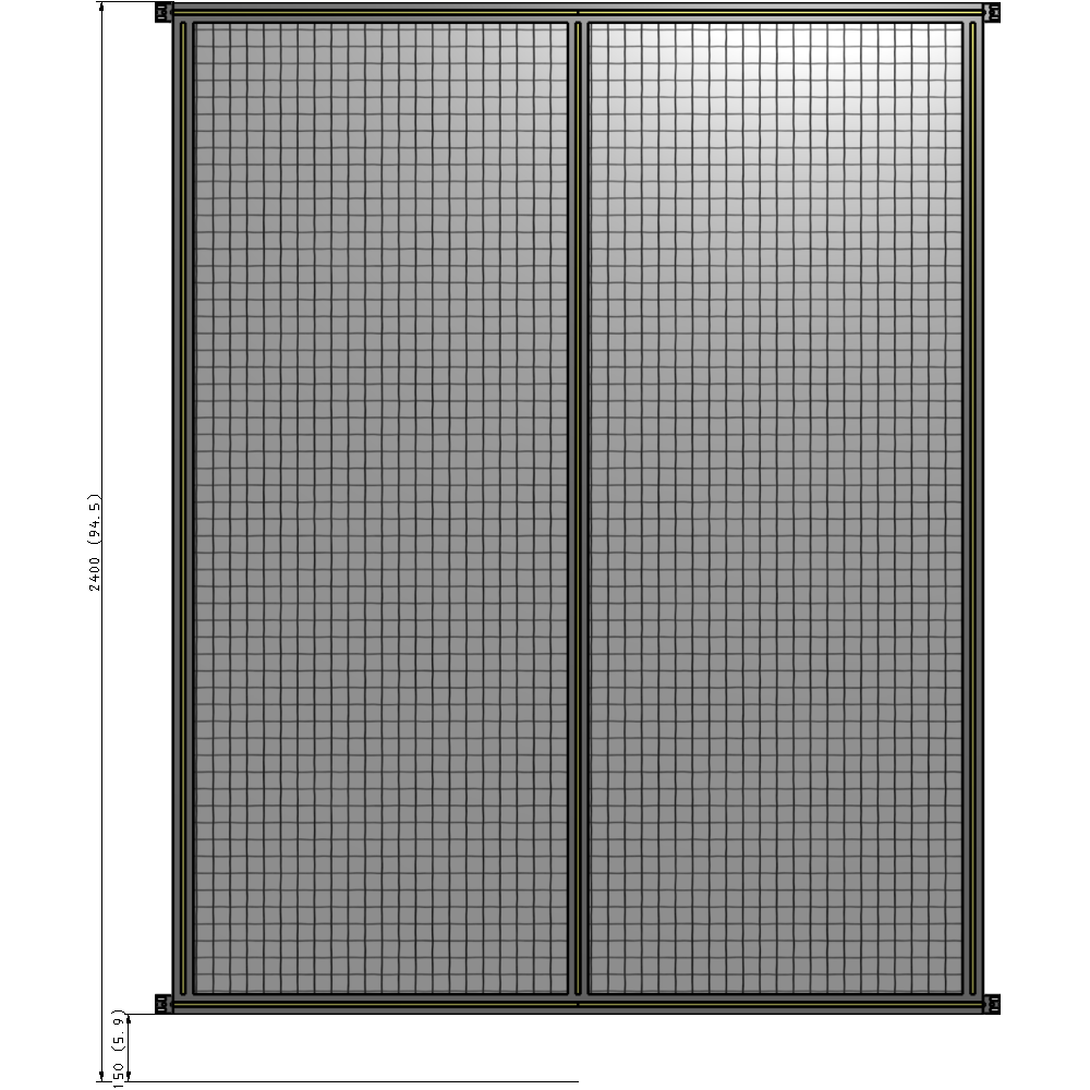 B4-2400-1800-0150-HYMZK DOUBLE PANEL-NO LEGS, HINGE CONNECTORS 2400MM X 1800MM  1" MESH, AS A KIT
