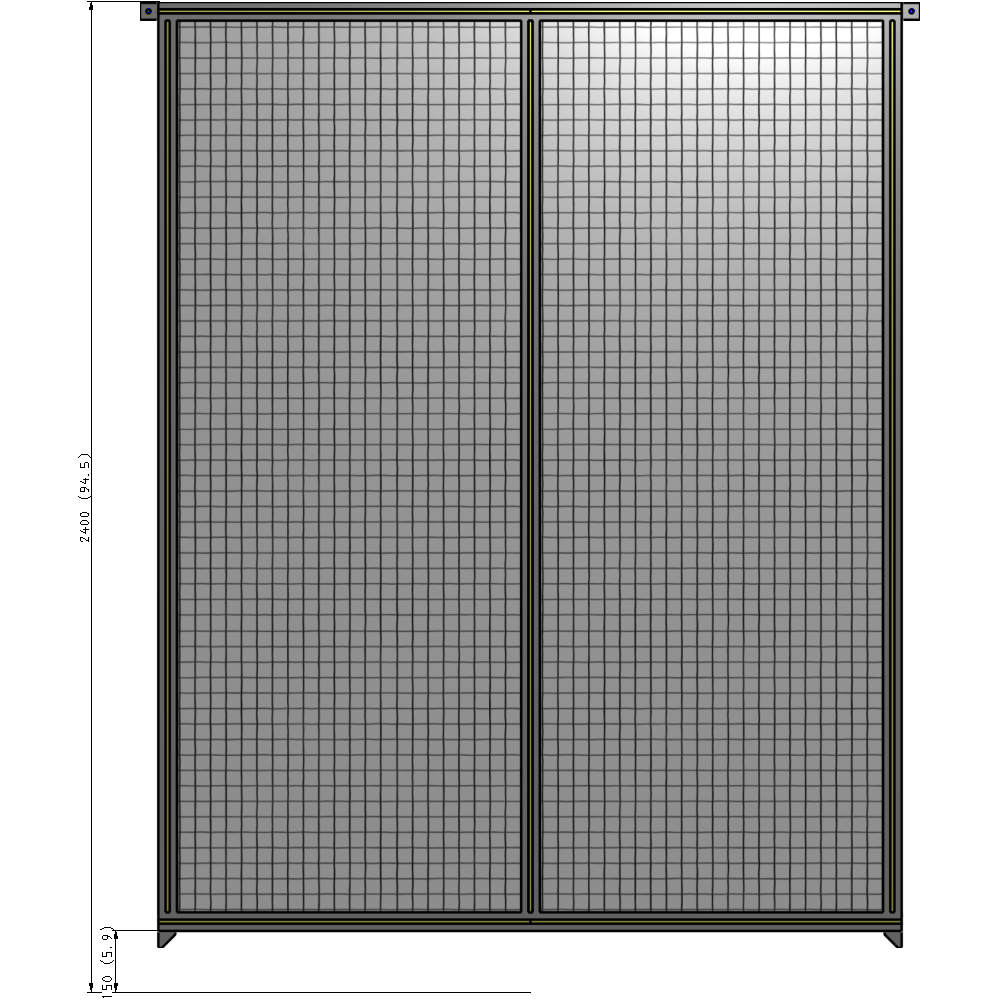 B4-2400-1800-0150-TYMZA DOUBLE PANEL-NO LEGS, TIE PLATE AND ANGLE CONNECTORS 2400MM X 1800MM  1" MESH, FULLY ASSEMBLED