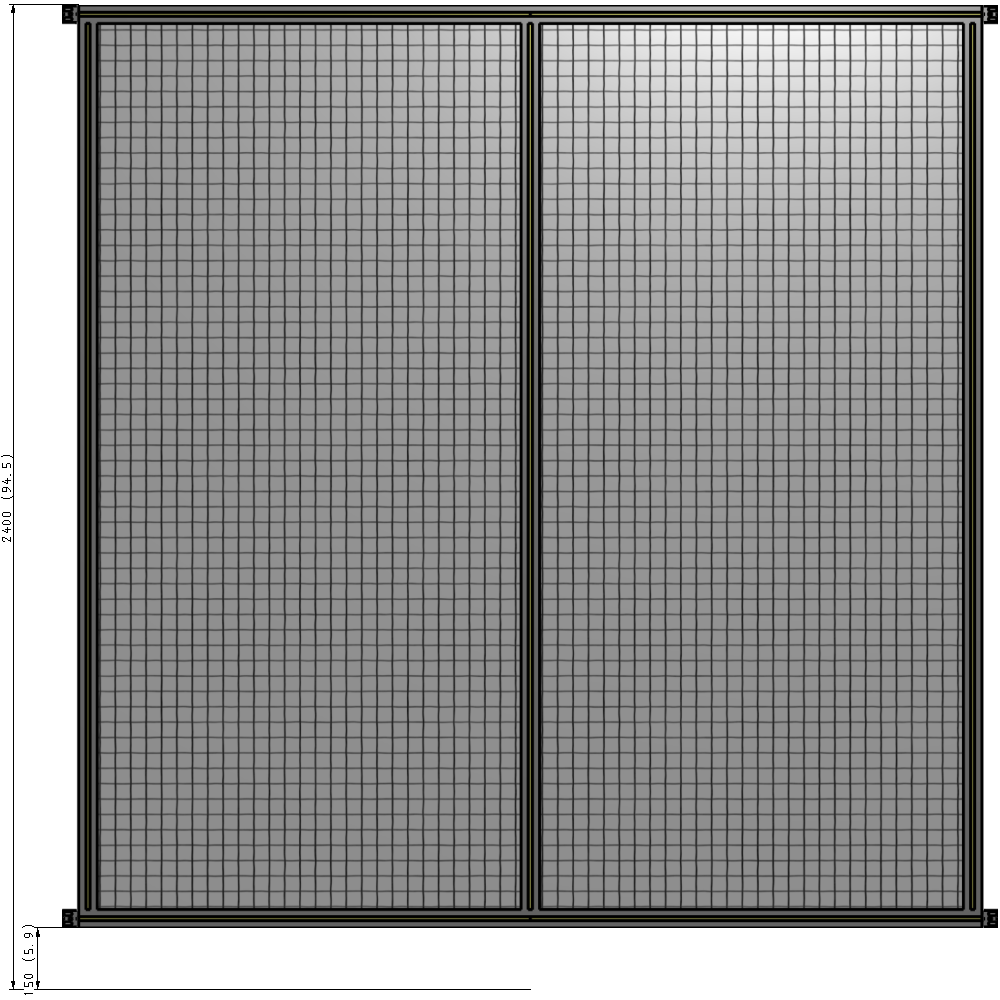 B4-2400-2200-0150-HYMZK DOUBLE PANEL-NO LEGS, HINGE CONNECTORS 2400MM X 2200MM  1" MESH, AS A KIT