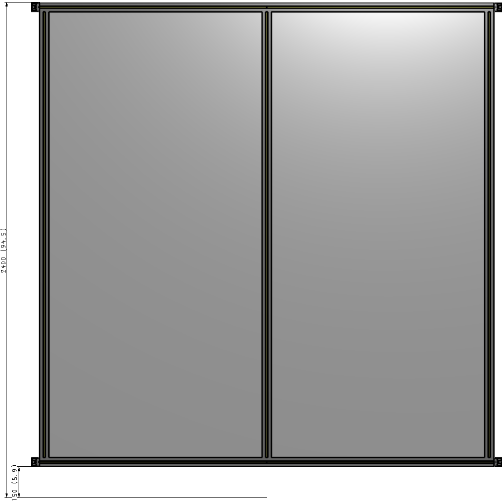B4-2400-2200-0150-HYPZA DOUBLE PANEL-NO LEGS, HINGE CONNECTORS 2400MM X 2200MM  1/4" POLYCARBONATE, ASSEMBLED