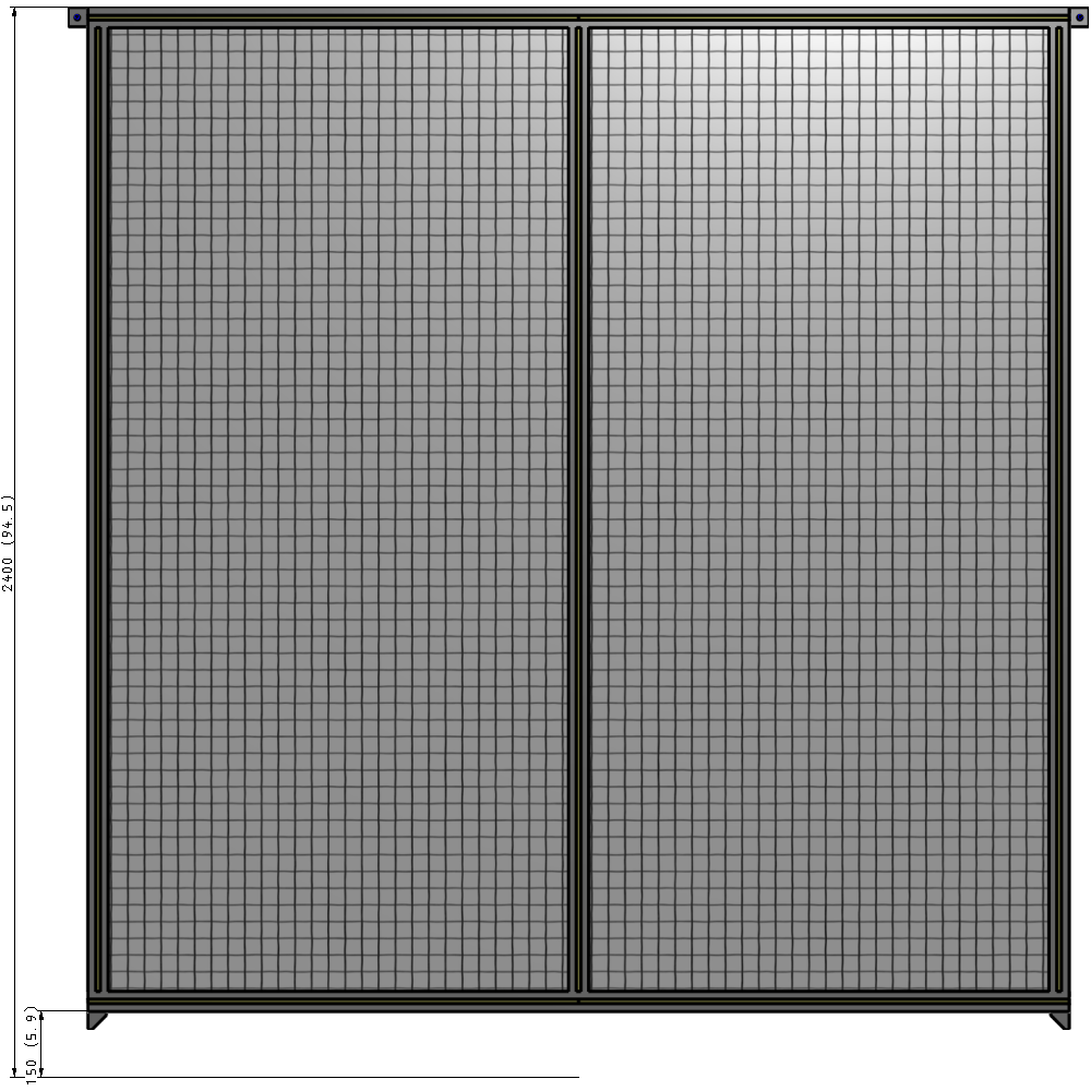B4-2400-2200-0150-TYMZA DOUBLE PANEL-NO LEGS, TIE PLATE AND ANGLE CONNECTORS 2400MM X 2200MM  1" MESH, FULLY ASSEMBLED