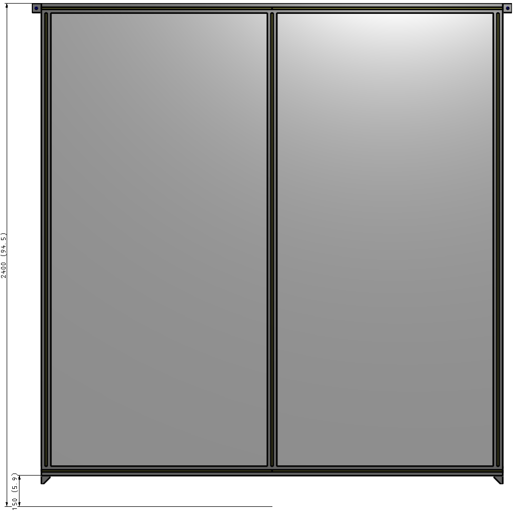 B4-2400-2200-0150-TYPZA DOUBLE PANEL-NO LEGS, TIE PLATE AND ANGLE CONNECTORS 2400MM X 2200MM  1/4" POLYCARBONATE, ASSEMBLED