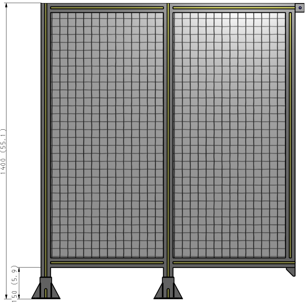 B5-1400-1200-0150-TYMFA DOUBLE PANEL-LEGS ON LEFT AND CENTER, TIE PLATE ON RIGHT 1400MM X 1200MM  1" MESH, AS A KIT
