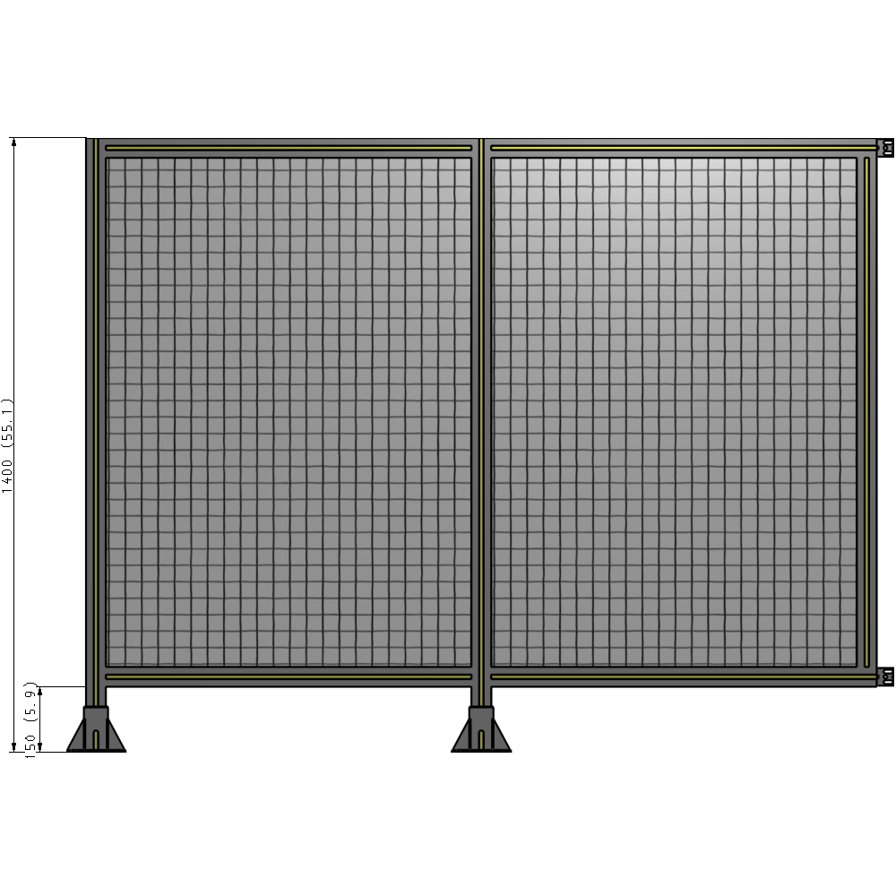 B5-1400-1800-0150-HYMFA DOUBLE PANEL-LEGS ON LEFT AND CENTER WITH HINGES 1400MM X 1800MM  1" MESH, AS A KIT