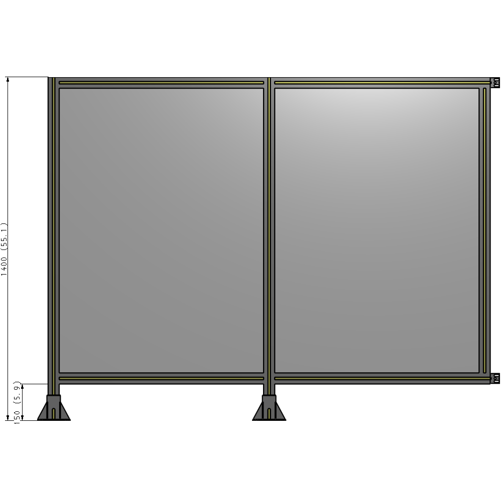 B5-1400-1800-0150-HYPFA DOUBLE PANEL-LEGS ON LEFT AND CENTER WITH HINGES 1400MM X 1800MM  1/4" POLYCARBONATE, AS A KIT