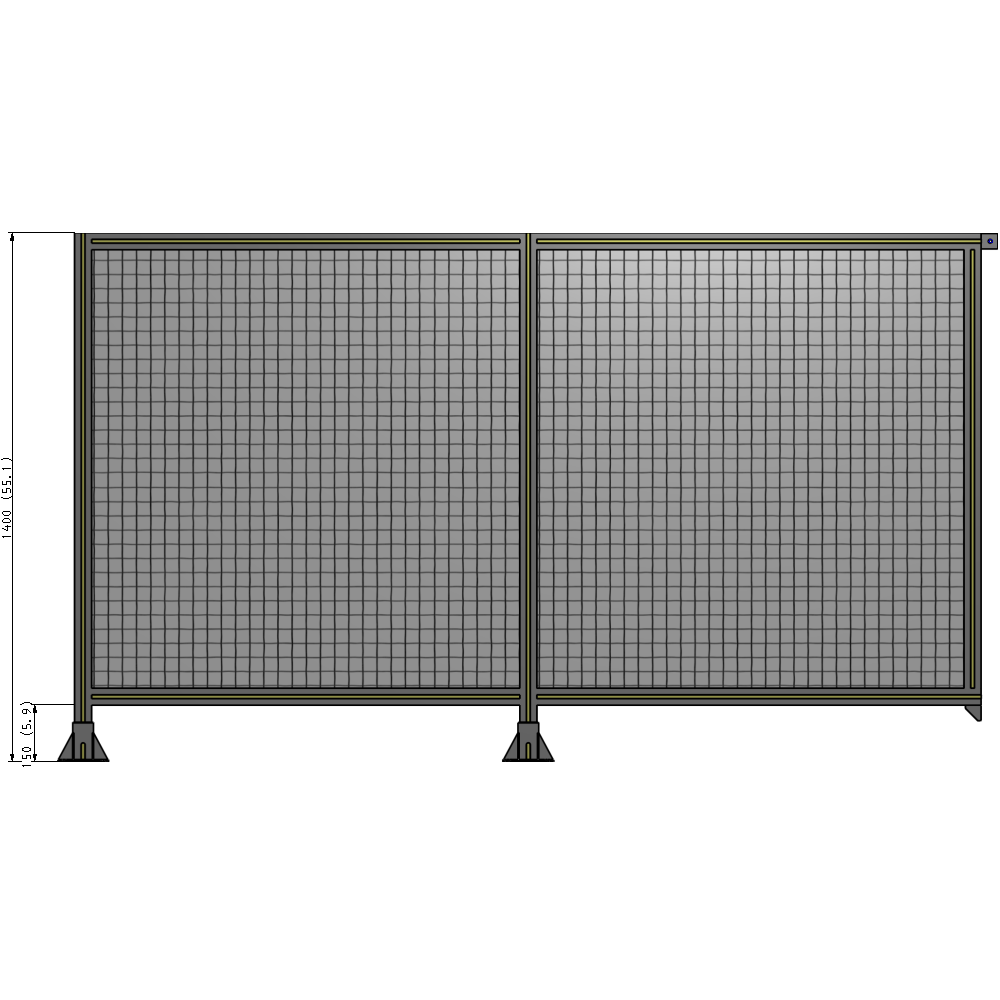 B5-1400-2400-0150-TYMFA DOUBLE PANEL-LEGS ON LEFT AND CENTER, TIE PLATE ON RIGHT 1400MM X 2400MM  1" MESH, FULLY ASSEMBLED