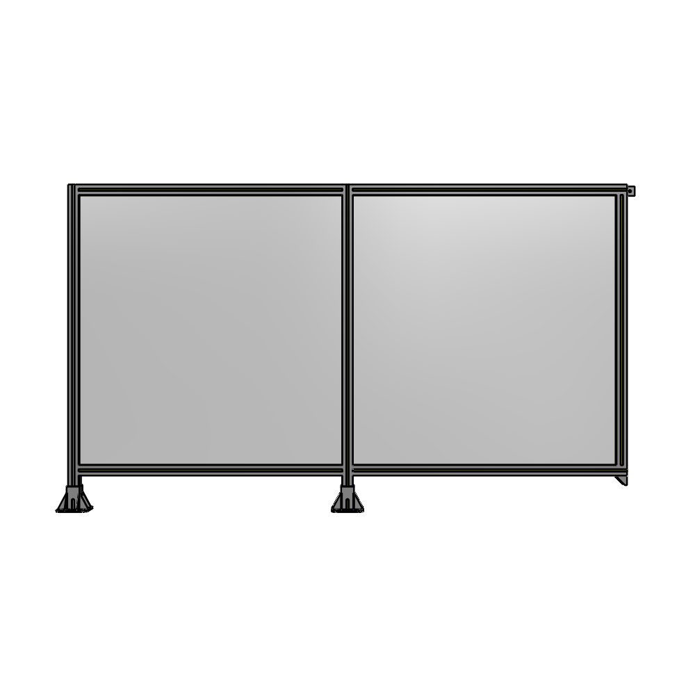B5-1400-2400-0150-TYPFA DOUBLE PANEL-LEGS ON LEFT AND CENTER, TIE PLATE ON RIGHT 1400MM X 2400MM  1/4" POLYCARB, ASSEMBLED