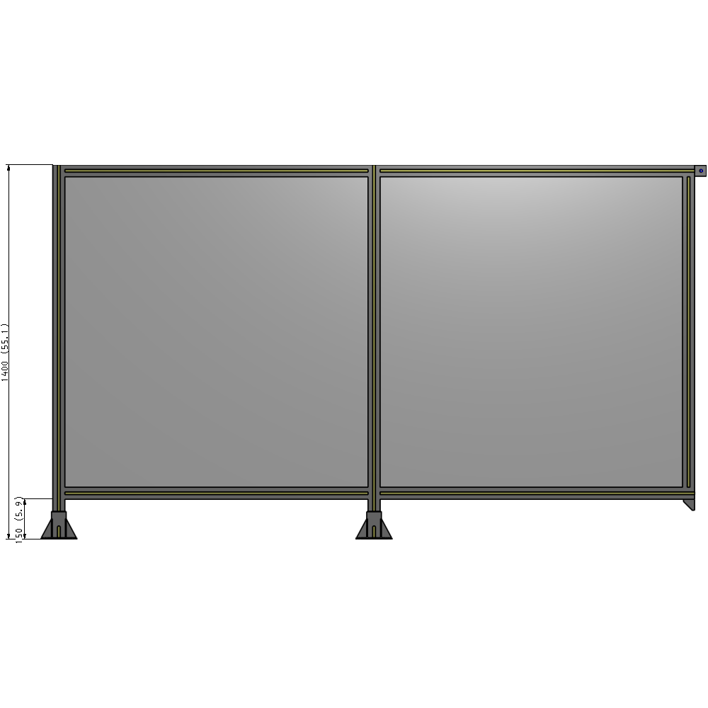 B5-1400-2400-0150-TYPFK DOUBLE PANEL-LEGS ON LEFT AND CENTER, TIE PLATE ON RIGHT 1400MM X 2400MM  1/4" POLYCARBONATE, AS KIT