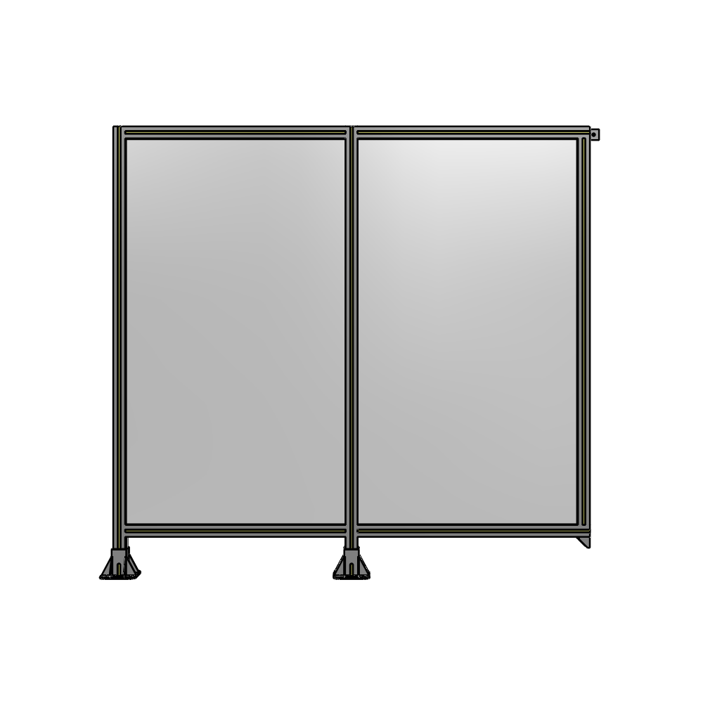 B5-1700-1800-0150-TYPFA DOUBLE PANEL-LEGS ON LEFT AND CENTER, TIE PLATE ON RIGHT 1700MM X 1800MM  1/4" POLYCARB, ASSEMBLED