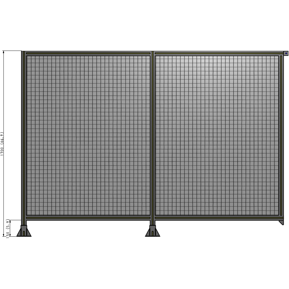 B5-1700-2400-0150-TYMFK DOUBLE PANEL-LEGS ON LEFT AND CENTER, TIE PLATE ON RIGHT 1700MM X 2400MM  1" MESH, AS A KIT