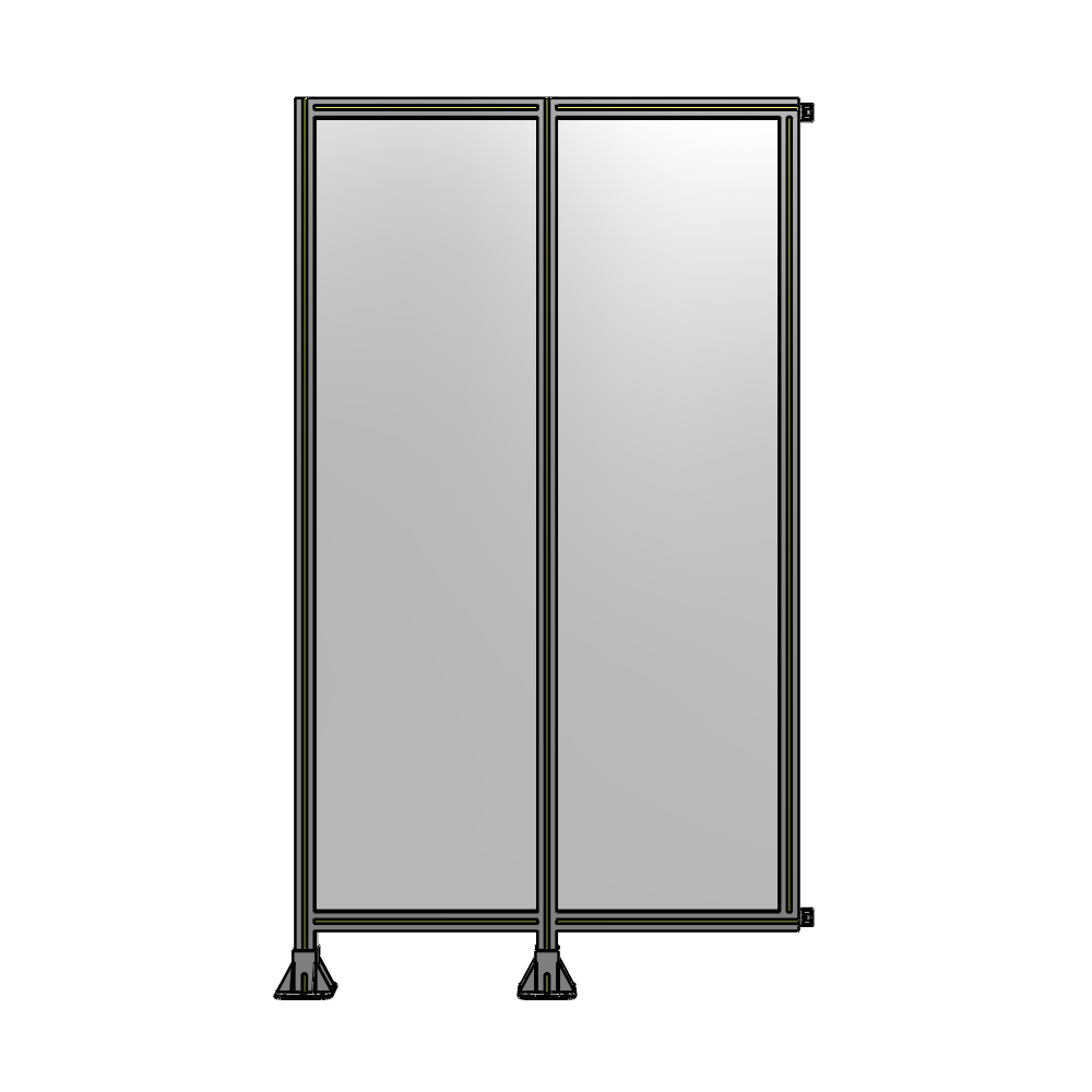 B5-2135-1200-0150-HYPFA DOUBLE PANEL-LEGS ON LEFT AND CENTER WITH HINGES 2135MM X 1200MM  1/4" POLYCARBONATE, ASSEMBLED