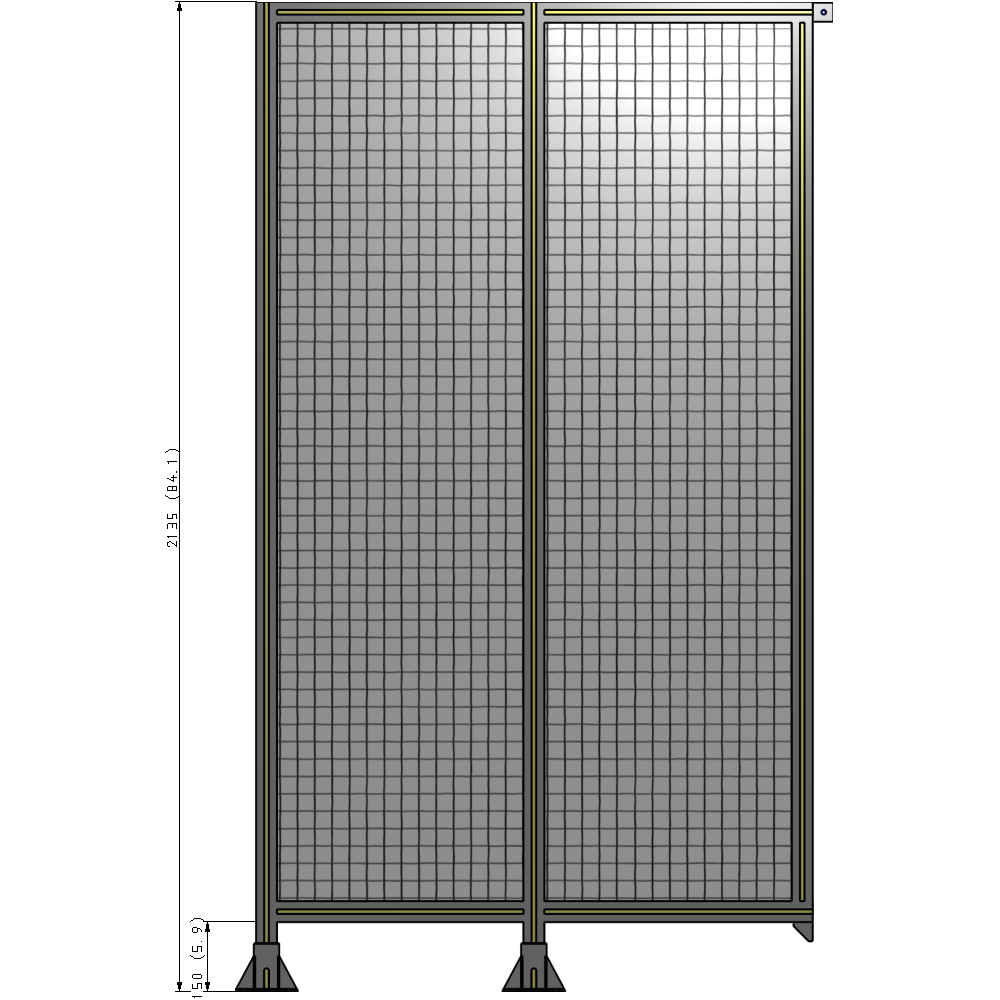 B5-2135-1200-0150-TYMFK DOUBLE PANEL-LEGS ON LEFT AND CENTER, TIE PLATE ON RIGHT 2135MM X 1200MM  1" MESH, AS A KIT