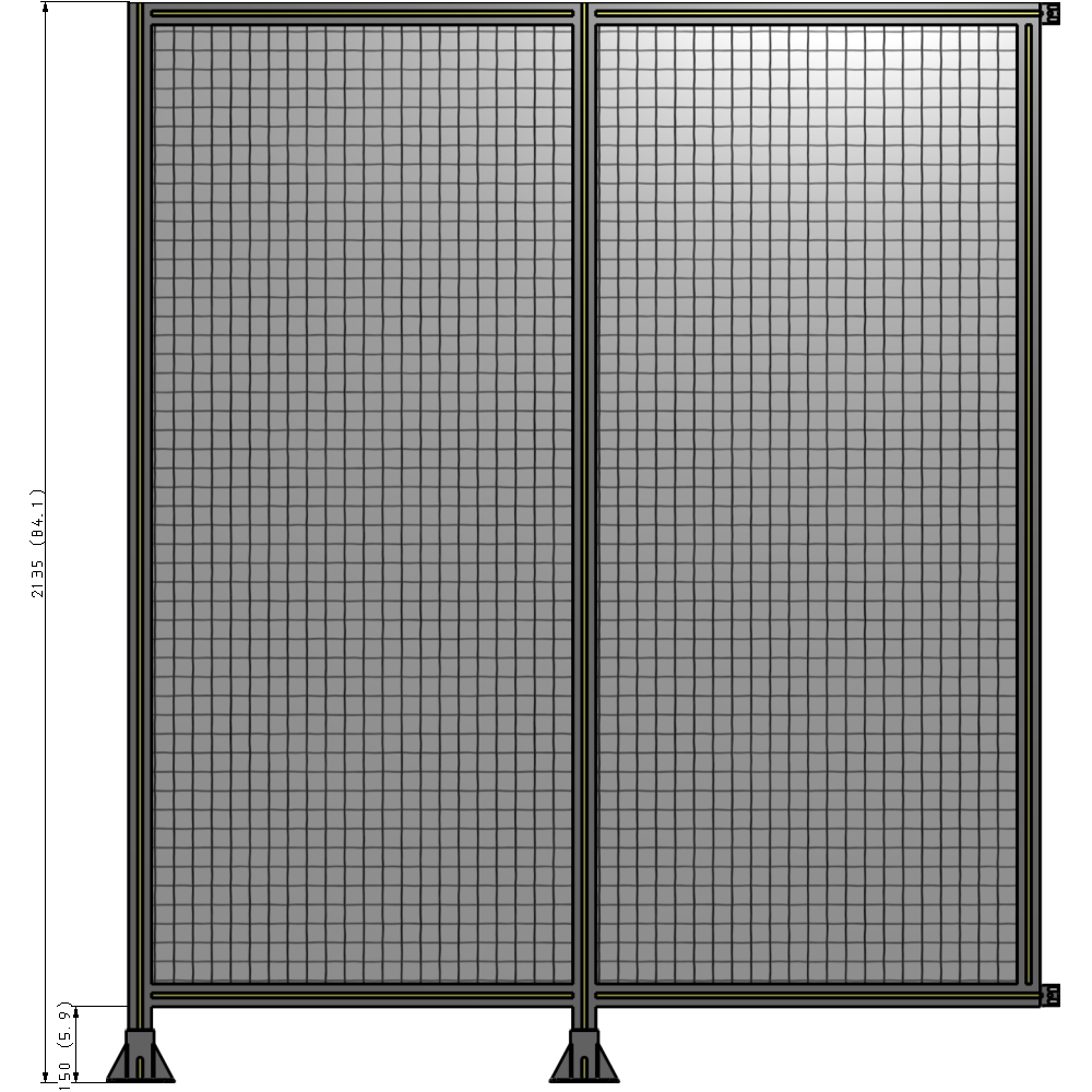 B5-2135-1800-0150-HYMFA DOUBLE PANEL-LEGS ON LEFT AND CENTER WITH HINGES 2135MM X 1800MM  1" MESH, FULLY ASSEMBLED