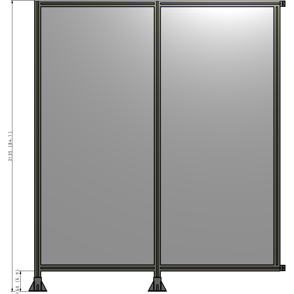 B5-2135-1800-0150-HYPFK DOUBLE PANEL-LEGS ON LEFT AND CENTER WITH HINGES 2135MM X 1800MM  1/4" POLYCARBONATE, AS A KIT