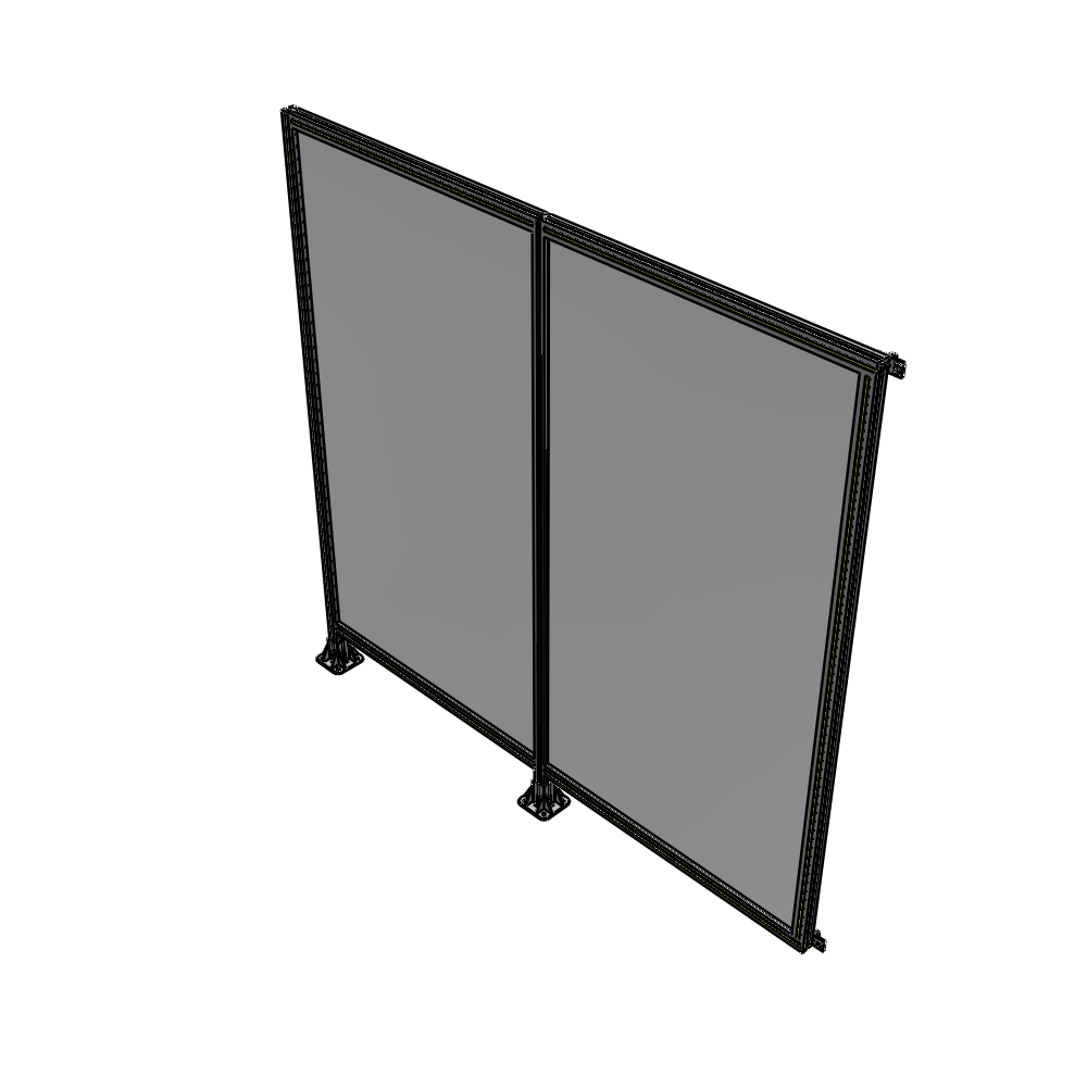 B5-2135-2200-0150-HYPFA DOUBLE PANEL-LEGS ON LEFT AND CENTER WITH HINGES 2135MM X  2200MM  1/4" POLYCARBONATE, ASSEMBLED
