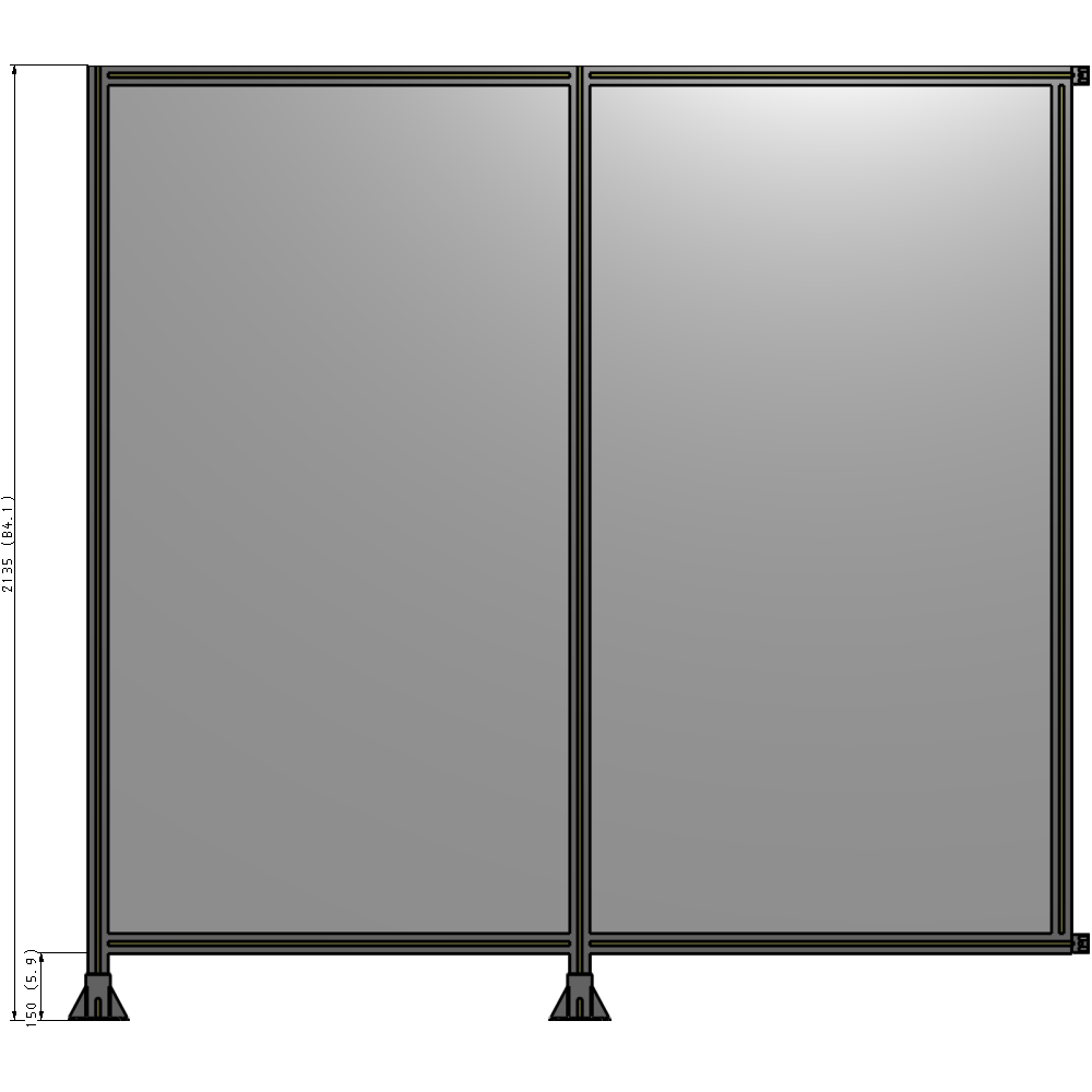 B5-2135-2200-0150-HYPFK DOUBLE PANEL-LEGS ON LEFT AND CENTER WITH HINGES 2135MM X  2200MM  1/4" POLYCARBONATE, AS A KIT