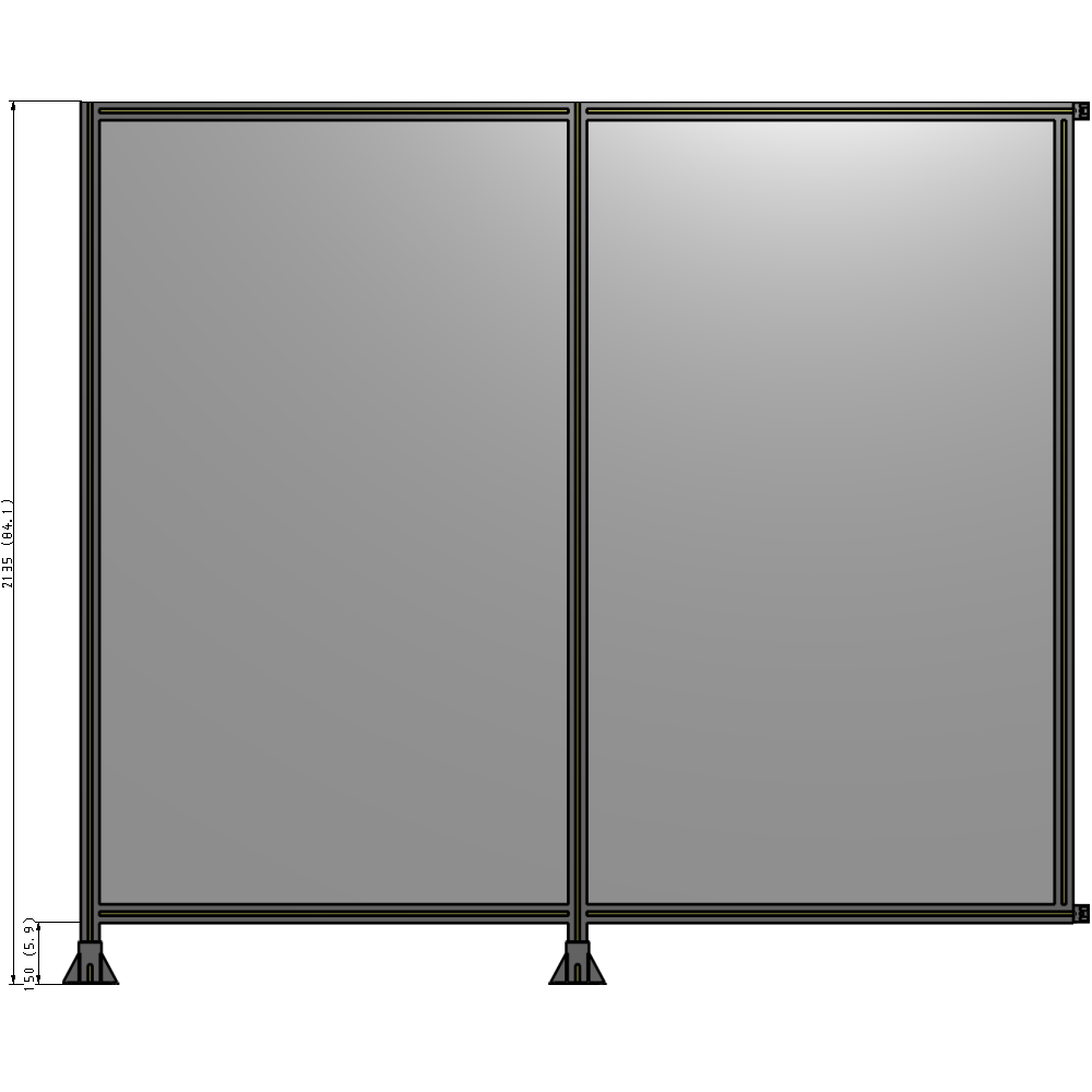 B5-2135-2400-0150-HYPFK DOUBLE PANEL-LEGS ON LEFT AND CENTER WITH HINGES 2135MM X 2400MM  1/4" POLYCARBONATE, AS A KIT