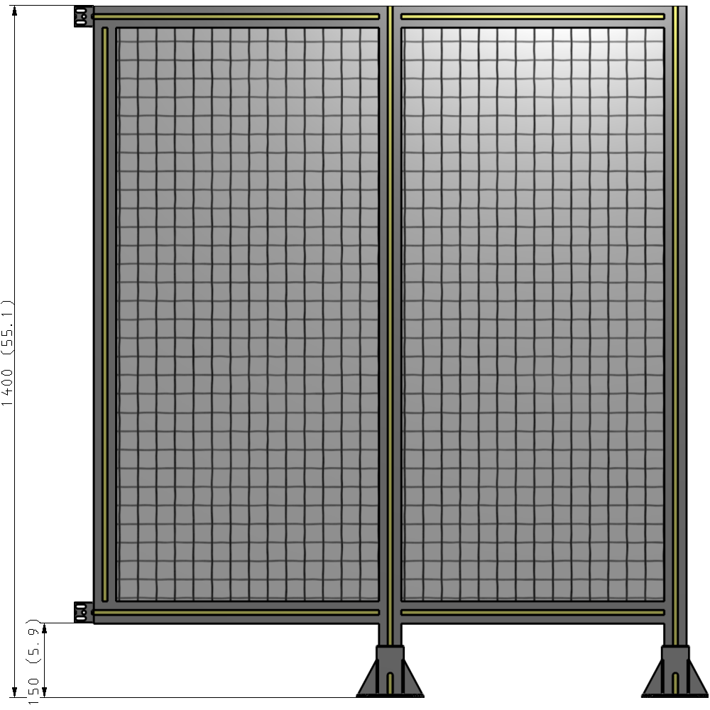 B6-1400-1200-0150-HYMFA DOUBLE PANEL-LEGS ON RIGHT AND CENTER WITH HINGES 1400MM X 1200MM  1" MESH, AS A KIT