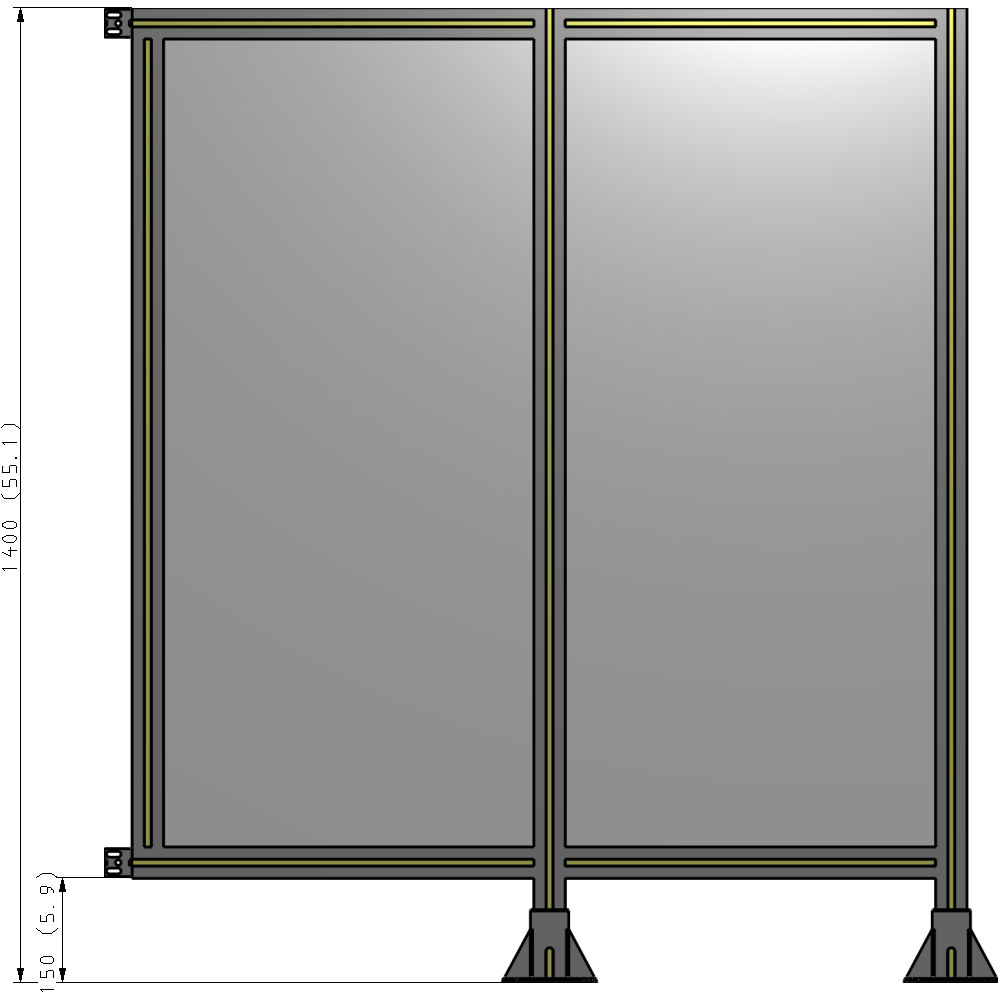 B6-1400-1200-0150-HYPFK DOUBLE PANEL-LEGS ON RIGHT AND CENTER WITH HINGES 1400MM X 1200MM  1/4" POLYCARBONATE, ASSEMBLED