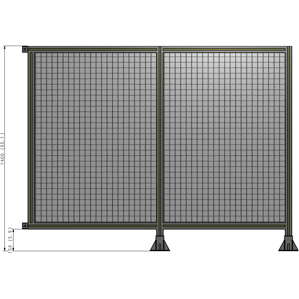 B6-1400-1800-0150-HYMFK DOUBLE PANEL-LEGS ON RIGHT AND CENTER WITH HINGES 1400MM X 1800MM  1" MESH, FULLY ASSEMBLED