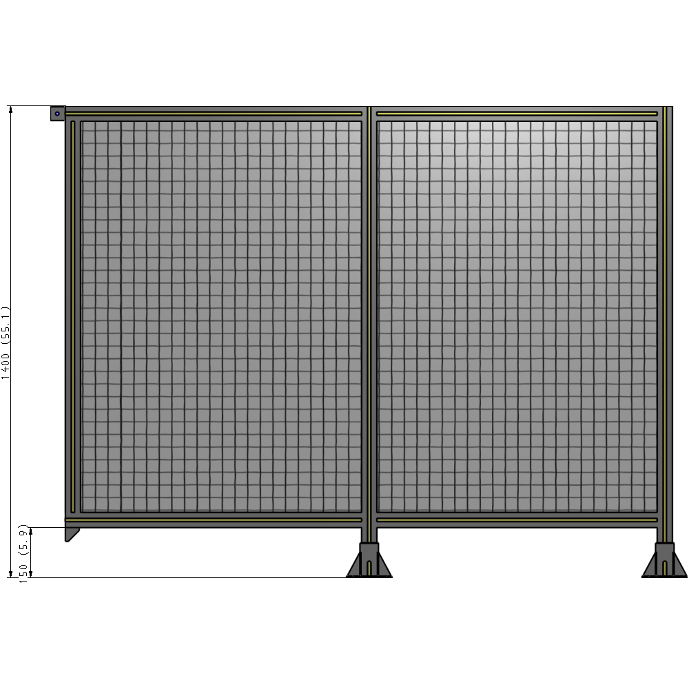 B6-1400-1800-0150-TYMFA DOUBLE PANEL-LEGS ON RIGHT AND CENTER, TIE PLATE ON LEFT 1400MM X 1800MM  1" MESH, AS A KIT