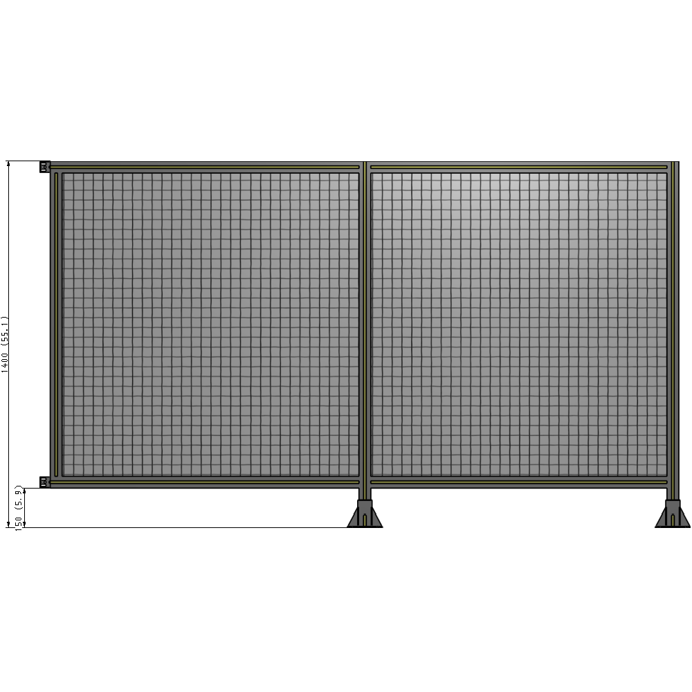 B6-1400-2400-0150-HYMFA DOUBLE PANEL-LEGS ON RIGHT AND CENTER WITH HINGES 1400MM X 2400MM  1" MESH, FULLY ASSEMBLED