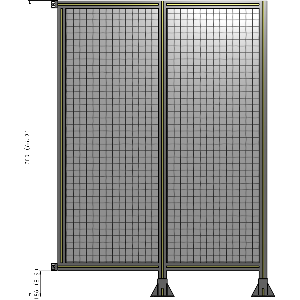 B6-1700-1200-0150-HYMFK DOUBLE PANEL-LEGS ON RIGHT AND CENTER WITH HINGES 1700MM X 1200MM  1" MESH, AS A KIT