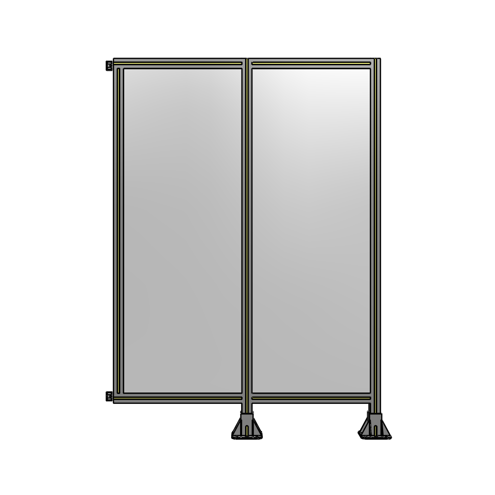 B6-1700-1200-0150-HYPFA DOUBLE PANEL-LEGS ON RIGHT AND CENTER WITH HINGES 1700MM X 1200MM  1/4" POLYCARBONATE, ASSEMBLED