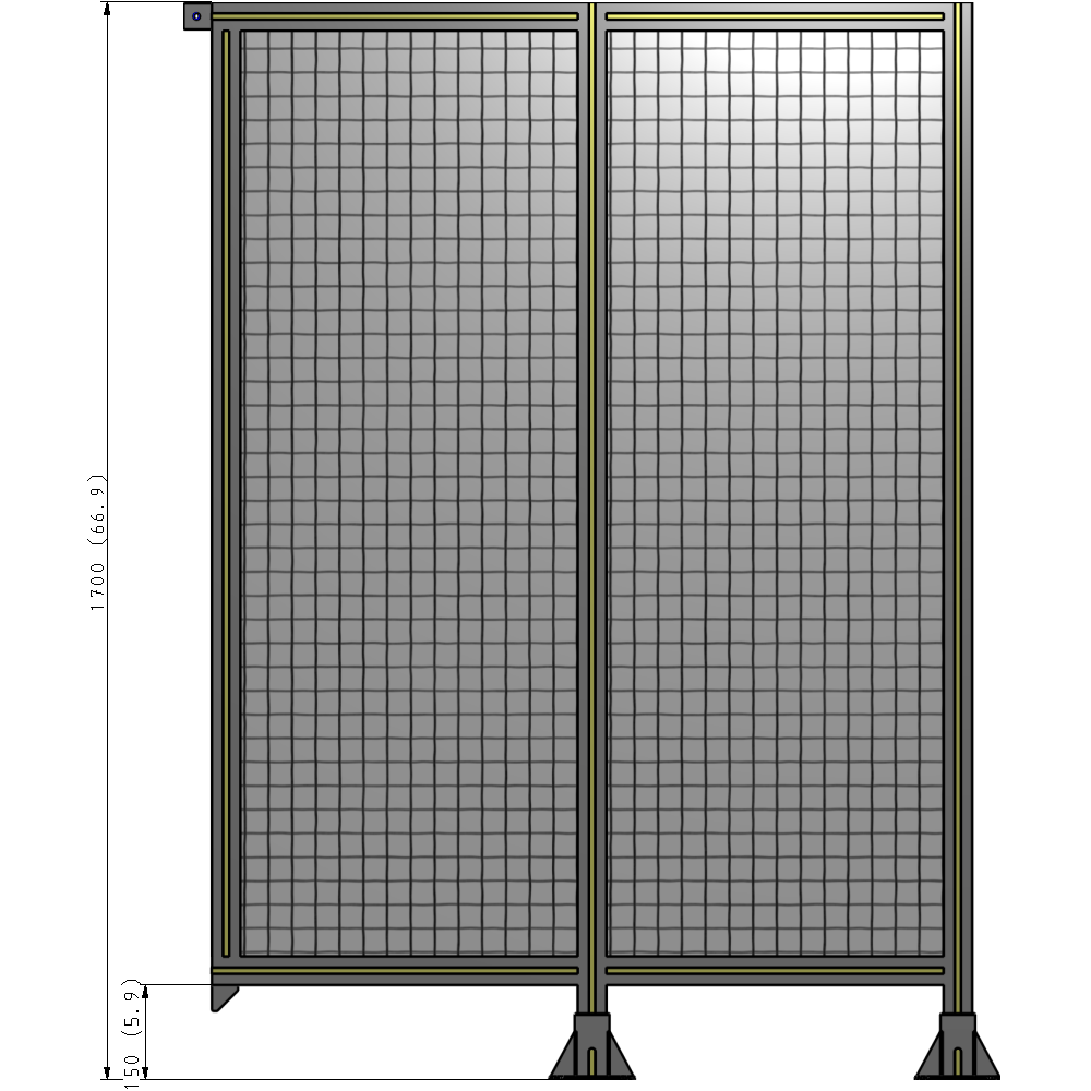 B6-1700-1200-0150-TYMFK DOUBLE PANEL-LEGS ON RIGHT AND CENTER, TIE PLATE ON LEFT 1700MM X 1200MM  1" MESH, AS A KIT