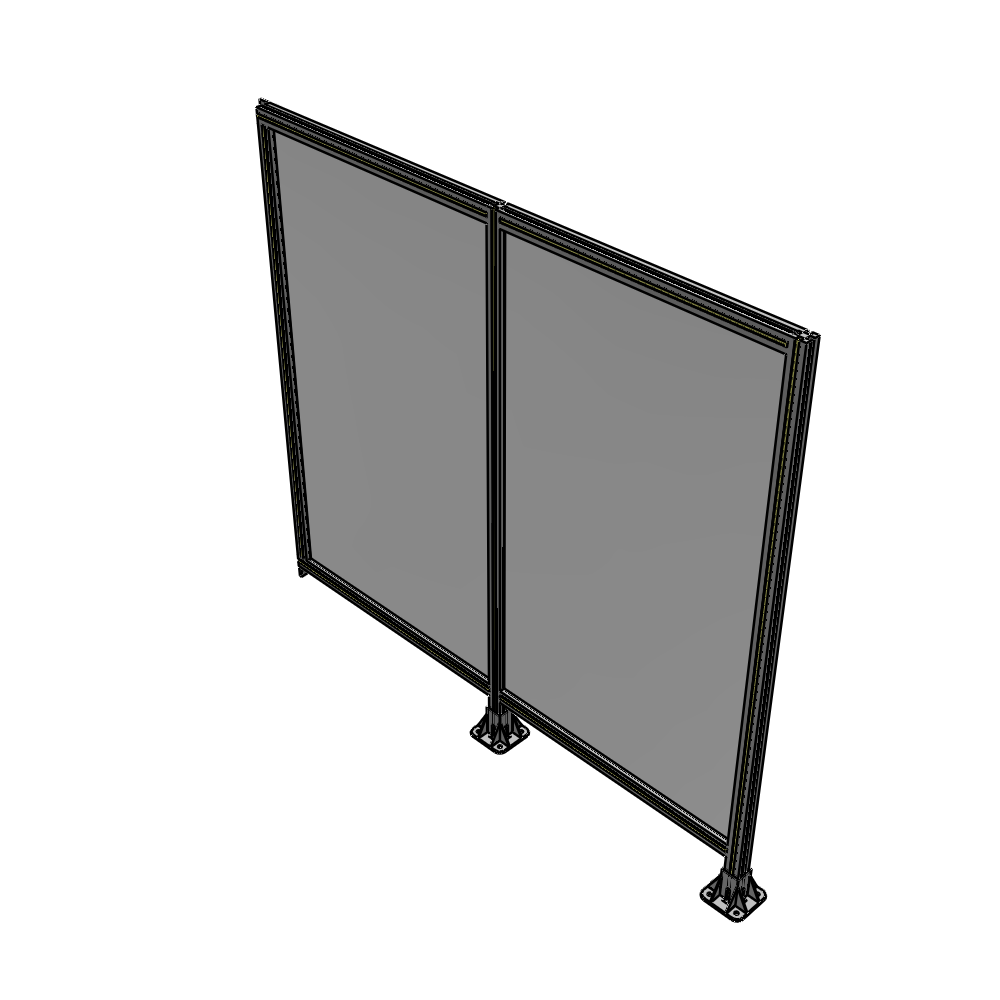 B6-1700-1800-0150-TYPFA DOUBLE PANEL-LEGS ON RIGHT AND CENTER, TIE PLATE ON LEFT 1700MM X 1800MM  1/4" POLYCARB, ASSEMBLED
