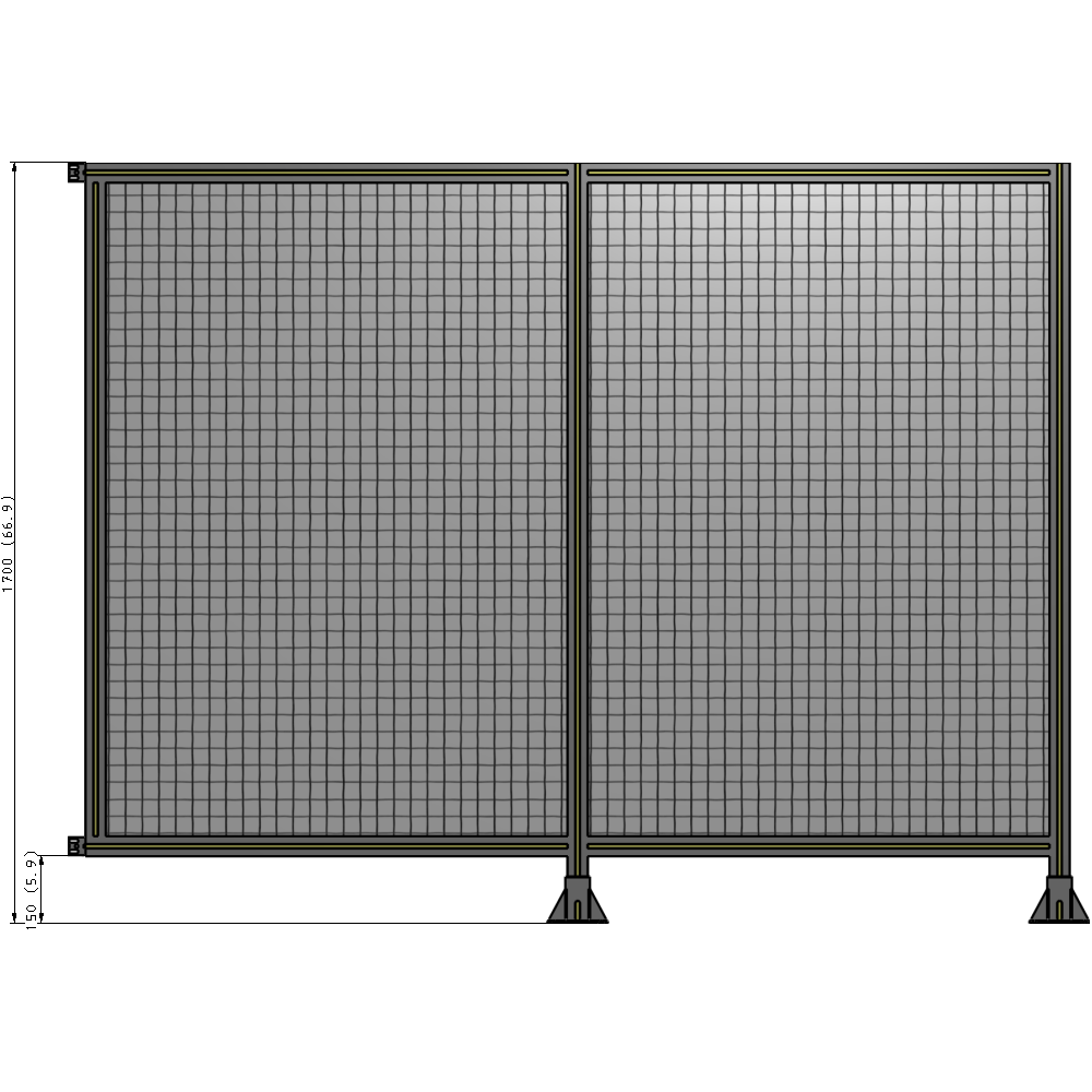B6-1700-2200-0150-HYMFK DOUBLE PANEL-LEGS ON RIGHT AND CENTER WITH HINGES 1700MM X 2200MM  1" MESH, AS A KIT
