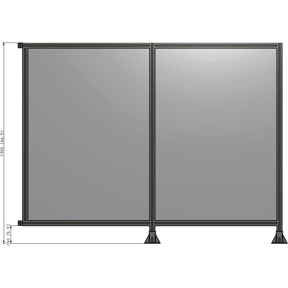 B6-1700-2200-0150-HYPFK DOUBLE PANEL-LEGS ON RIGHT AND CENTER WITH HINGES 1700MM X 2200MM  1/4" POLYCARBONATE, AS A KIT