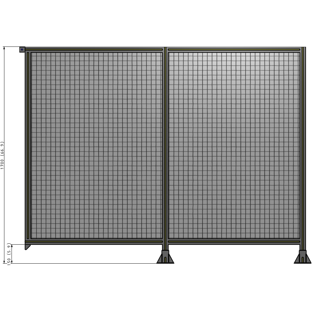 B6-1700-2200-0150-TYMFA DOUBLE PANEL-LEGS ON RIGHT AND CENTER, TIE PLATE ON LEFT 1700MM X 2200MM  1" MESH, FULLY ASSEMBLED