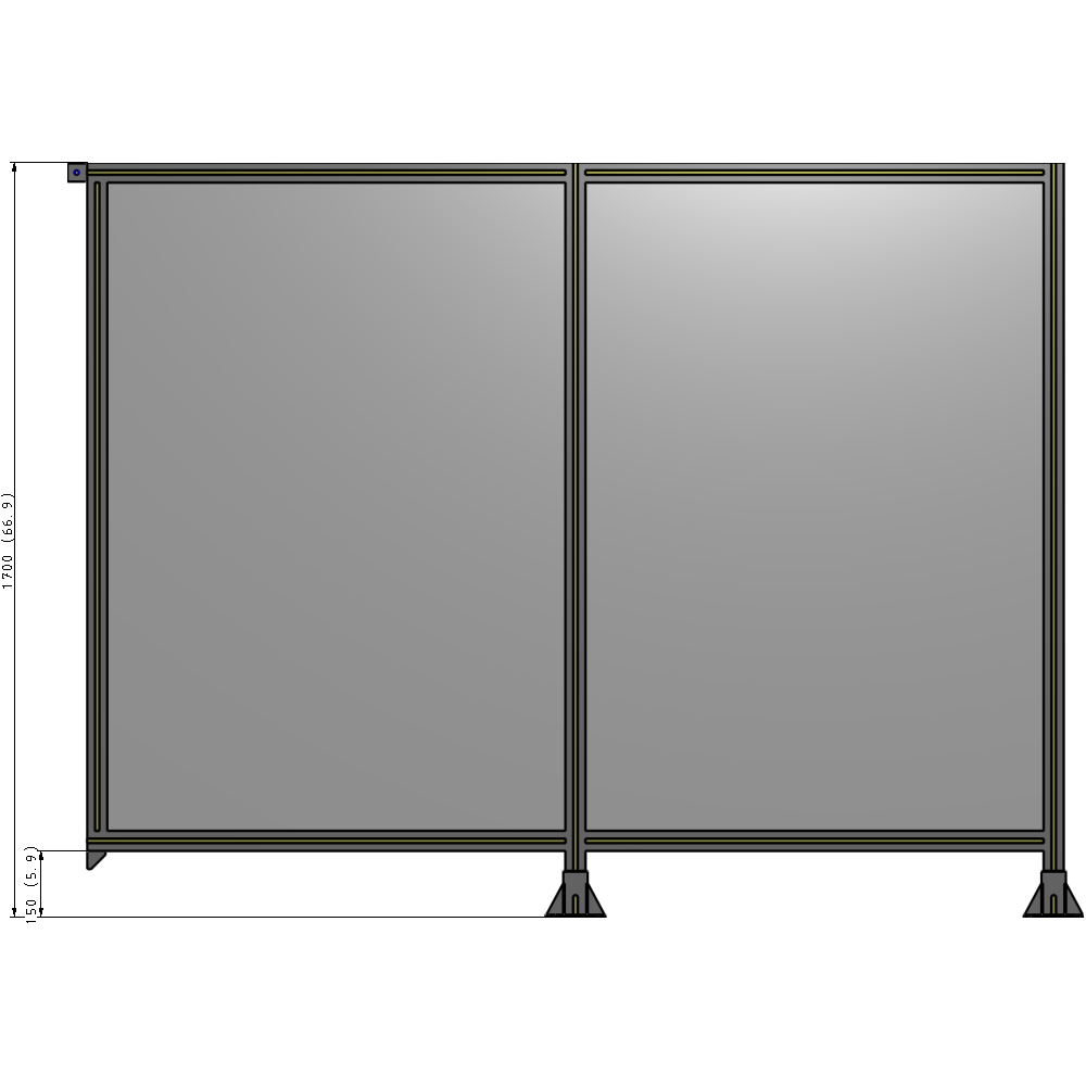 B6-1700-2200-0150-TYPFK DOUBLE PANEL-LEGS ON RIGHT AND CENTER, TIE PLATE ON LEFT 1700MM X 2200MM  1/4" POLYCARBONATE, AS KIT