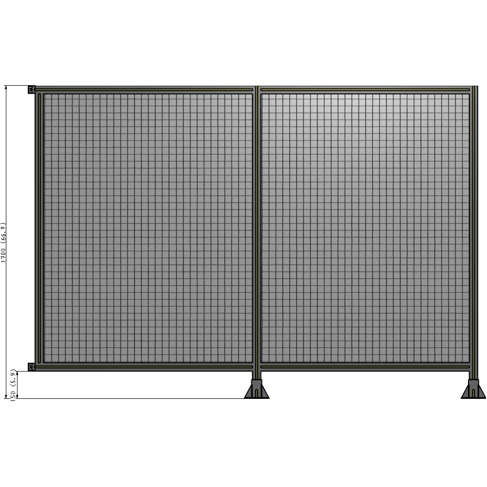 B6-1700-2400-0150-HYMFA DOUBLE PANEL-LEGS ON RIGHT AND CENTER WITH HINGES 1700MM X 2400MM  1" MESH, FULLY ASSEMBLED