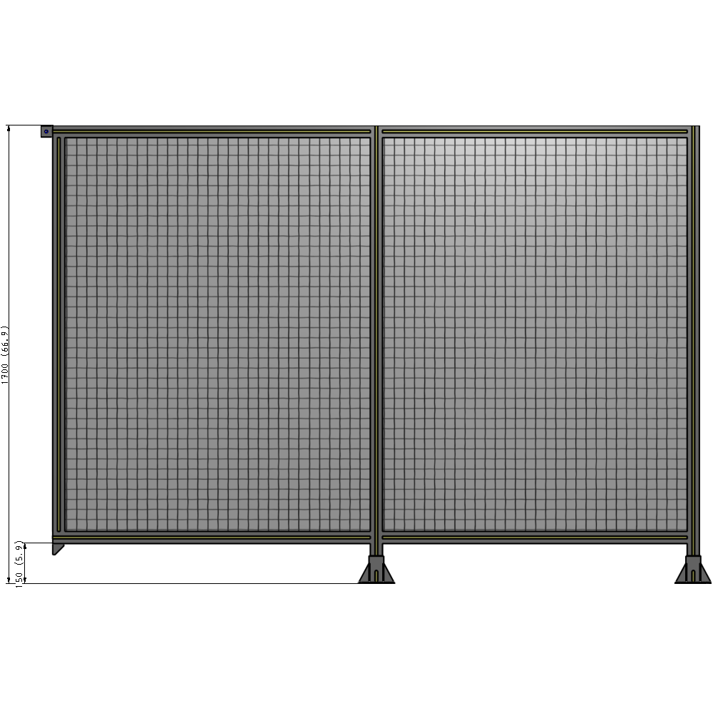 B6-1700-2400-0150-TYMFA DOUBLE PANEL-LEGS ON RIGHT AND CENTER, TIE PLATE ON LEFT 1700MM X 2400MM  1" MESH, FULLY ASSEMBLED